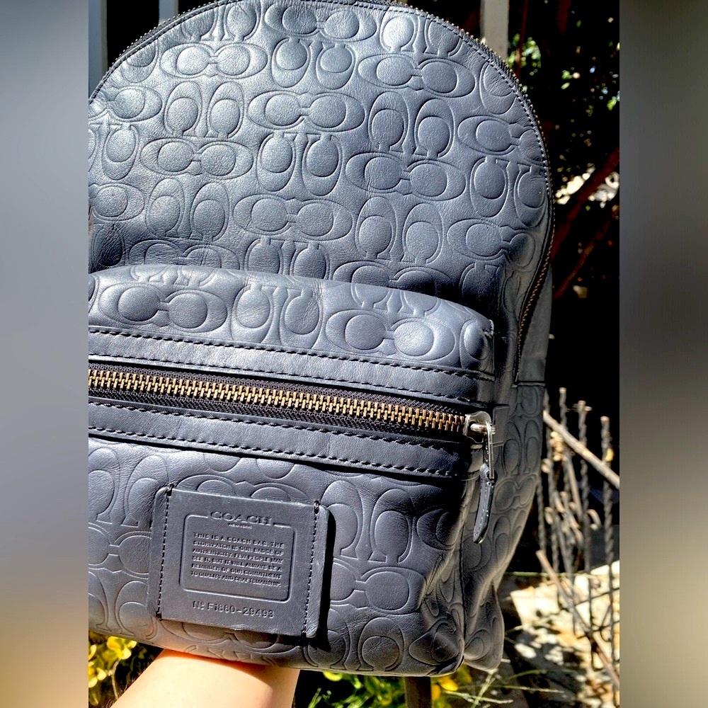 Coach Academy navy Backpack In Signature Leather